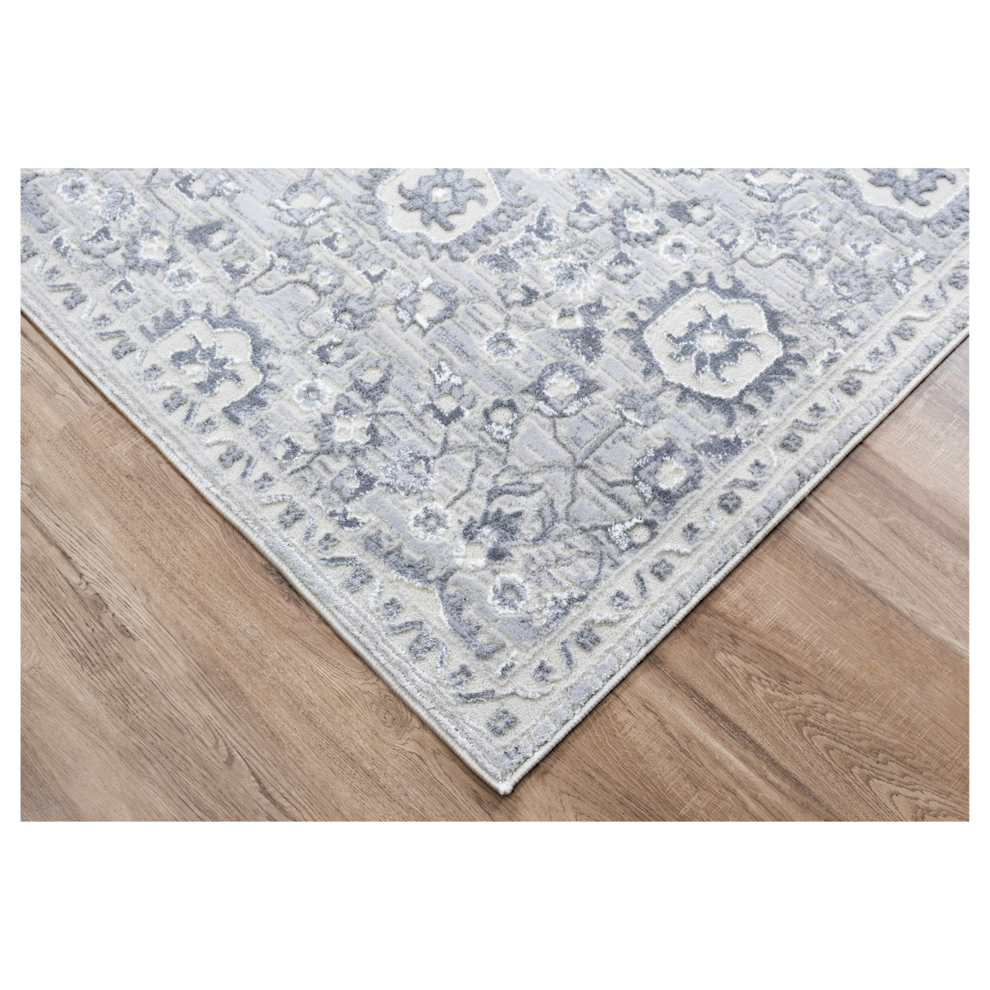 Venice Era Rug styled in a transitional living room with vintage accents