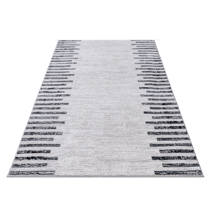Grey Striped Rug with distressed anthracite stripes