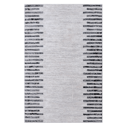 Grey Striped Rug with distressed striped motif