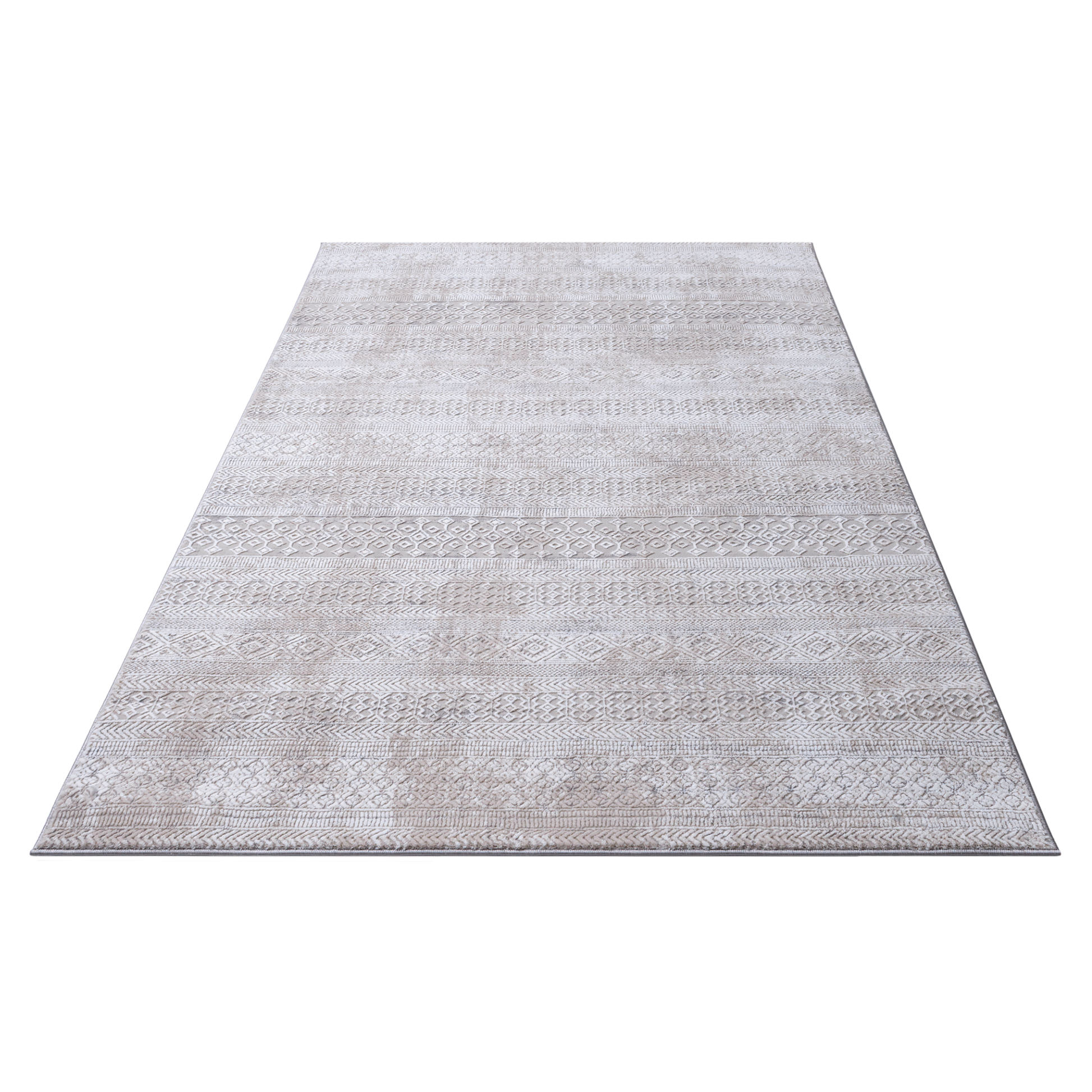 Tribal Ivory Rug with distressed tribal motif