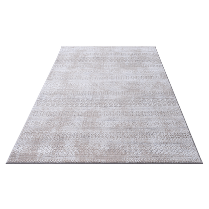 Tribal Ivory Rug with distressed tribal motif